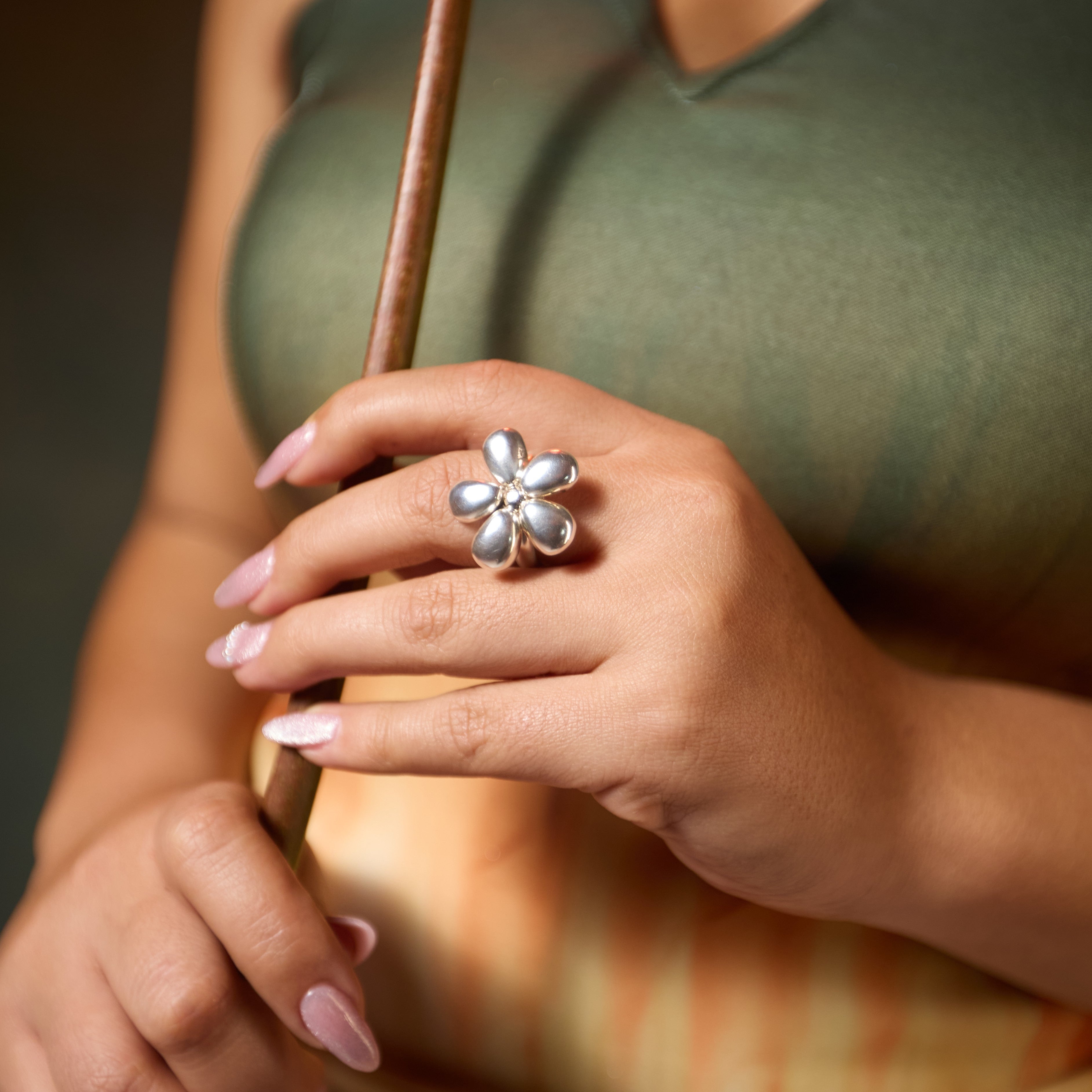 Flower silver Ring